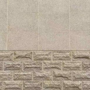 山南 黄金麻自然面蘑菇石配荔枝面干挂