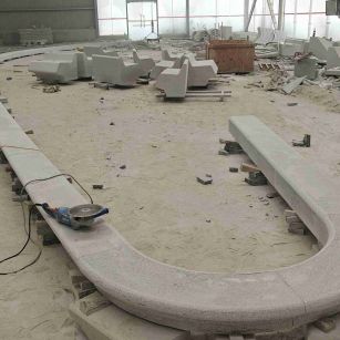 山南 芝麻白花岗岩弧形花坛石，坐凳石