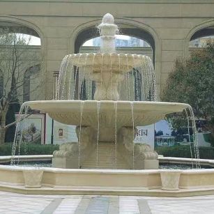 山南 黄金麻花岗岩异型加工——户外庭院石雕流水喷泉