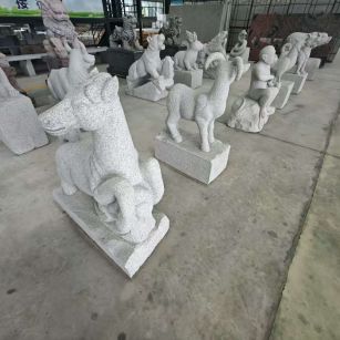 山南 芝麻白花岗岩造型立体雕刻——十二生肖