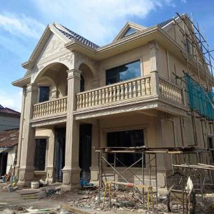 山南 黄金麻花岗岩石材私人别墅雕花门楼柱阳台栏杆