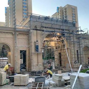 山南 黄金麻荔枝面花岗岩小区门楼外墙干挂