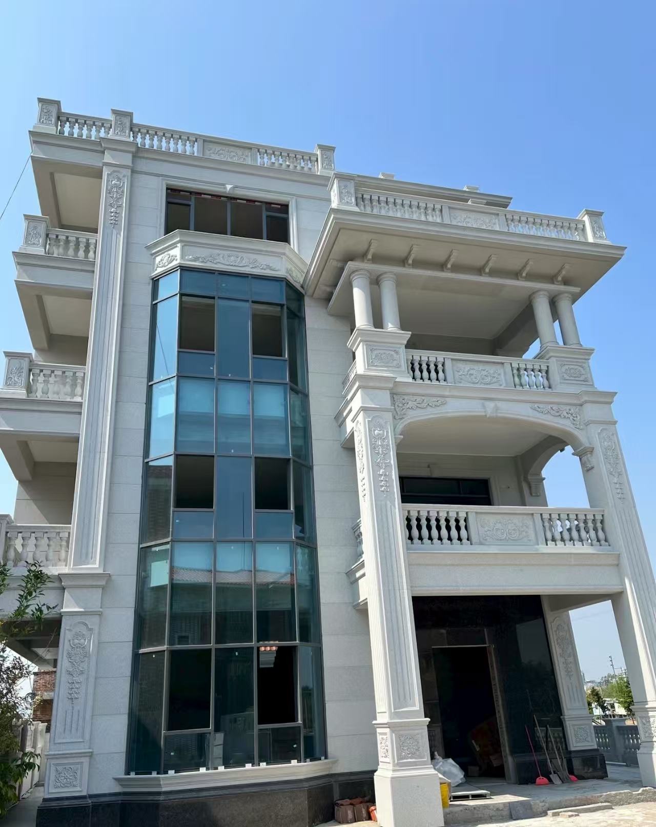 山南 白麻花岗岩别墅外墙干挂效果展示